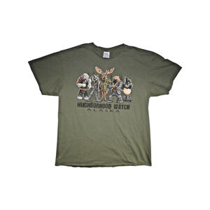 Alaska Neighborhood Watch Graphic T Shirt Funny Wildlife Animals Tee Size S